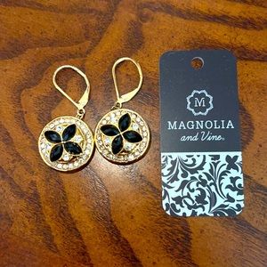 Magnolia & Vine Gold Lever-back Earrings with matching snaps